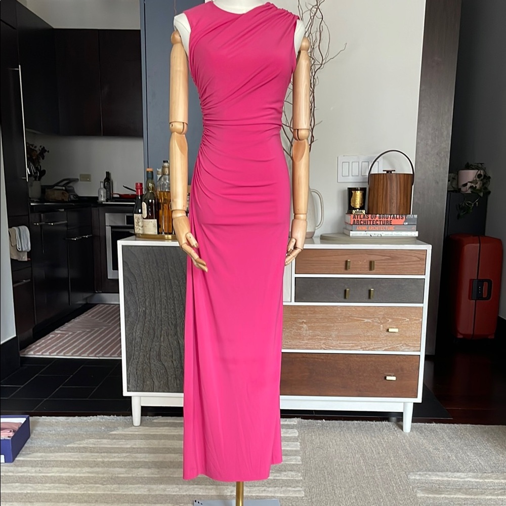 Zara Stretchy Draped Pink Sleeveless Dress